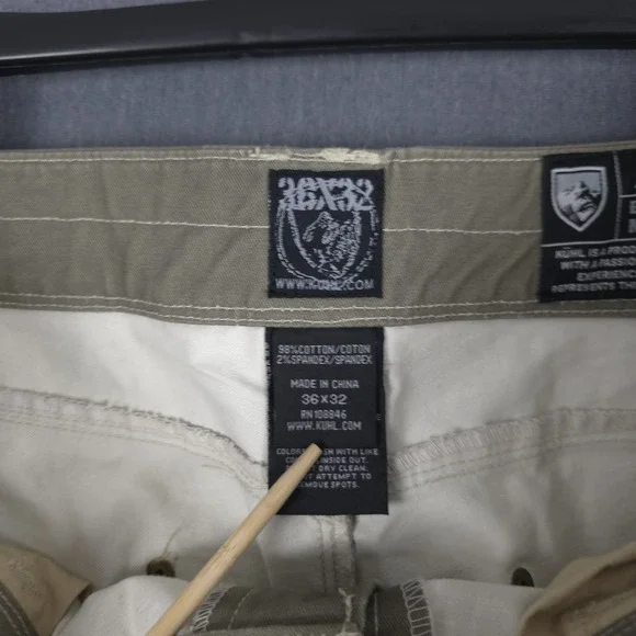 Kuhl Rydr Pants Mens 36x32 (Fits 36x32) Patina Dye Khaki Canvas Hiking Outdoor